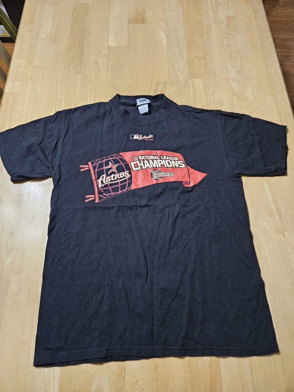 Vintage Houston Astros Lee Sport Tshirt Black Red 2005 World Series Size M @D1